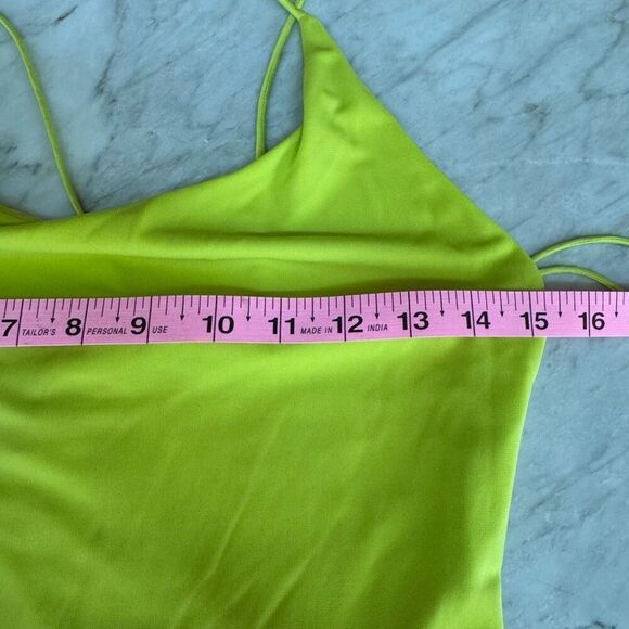 Alice + Olivia STEPH SCOOP NECK FRINGE DRESS in citron size 8 NWT - Picture 8 of 11